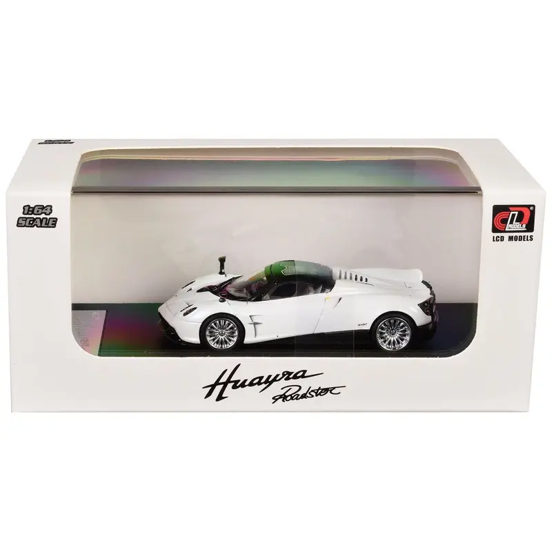 Pagani Huayra Roadster White Metallic with Black Top 1/64 Diecast Model Car by LCD Models