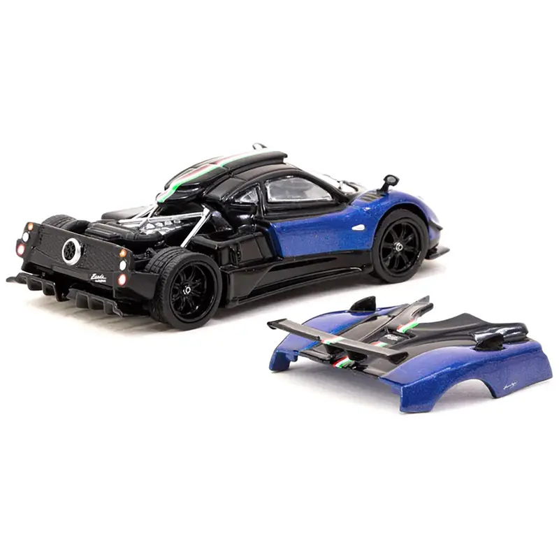 Pagani Zonda Cinque Bianco Blu Francia Blue Metallic and Black "Global64" Series 1/64 Diecast Model by Tarmac Works