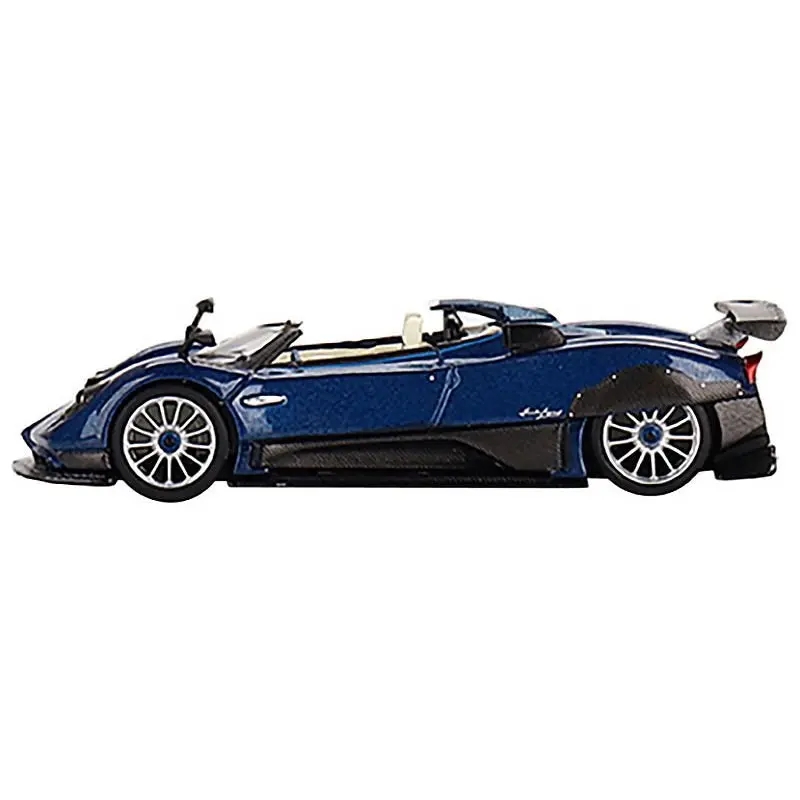 Pagani Zonda HP Barchetta Convertible Blue Tricolore Metallic and Carbon with White Interior Limited Edition to 4200 pieces Worldwide 1/64 Diecast Model Car by True Scale Miniatures