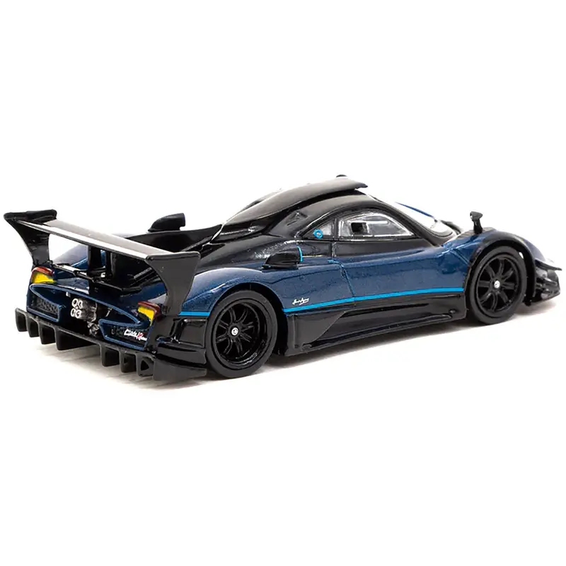 Pagani Zonda Revolucion Blue Metallic and Black with Light Blue Stripes "Global64" Series 1/64 Diecast Model Car by Tarmac Works