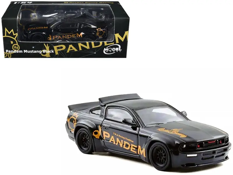 Pandem Mustang Black with Gold Graphics 1/64 Diecast Model Car by Model Model