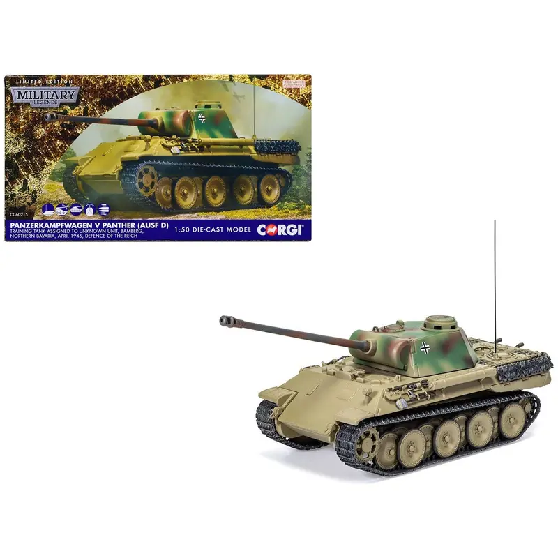 Panzerkampfwagen V Panther (Ausf D) Tank "Training Unit Bamberg North Bavaria Defence of the Reich" (1945) German Army "Military Legends" Series 1/50 Diecast Model by Corgi