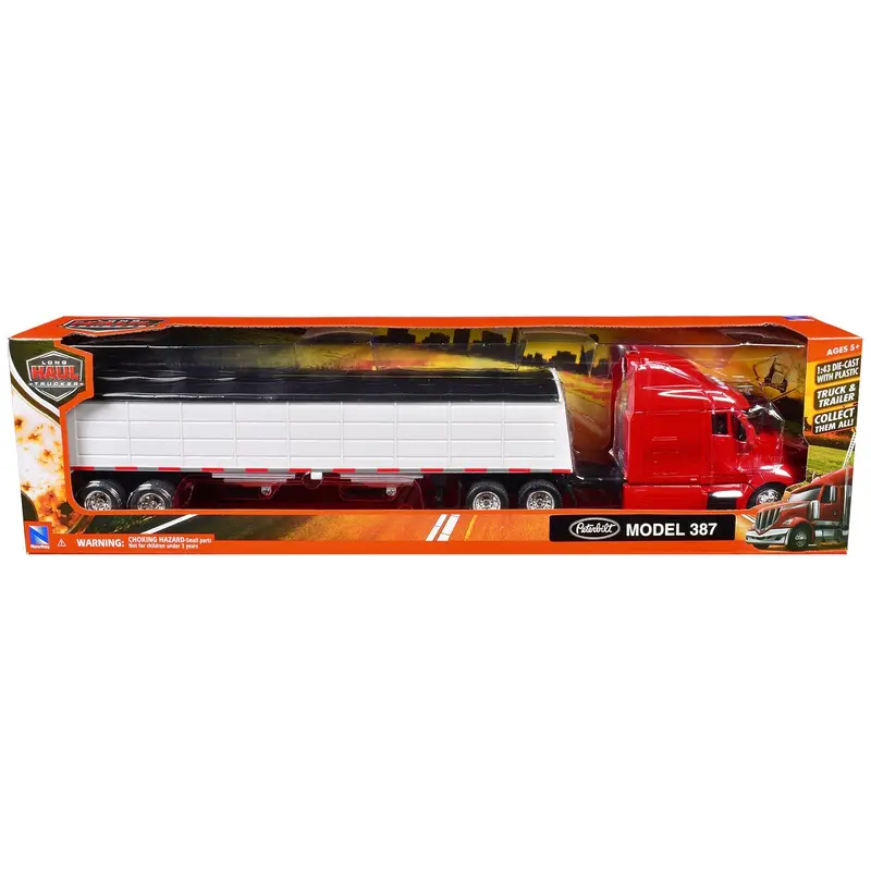 Peterbilt 387 Truck Red with Grain Trailer White "Long Haul Truckers" Series 1/43 Diecast Model by New Ray