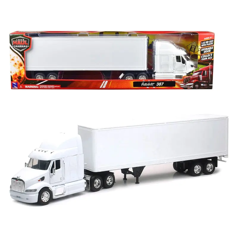 Peterbilt 387 Truck with Dry Goods Trailer White "Long Haul Truckers" Series 1/32 Diecast Model by New Ray