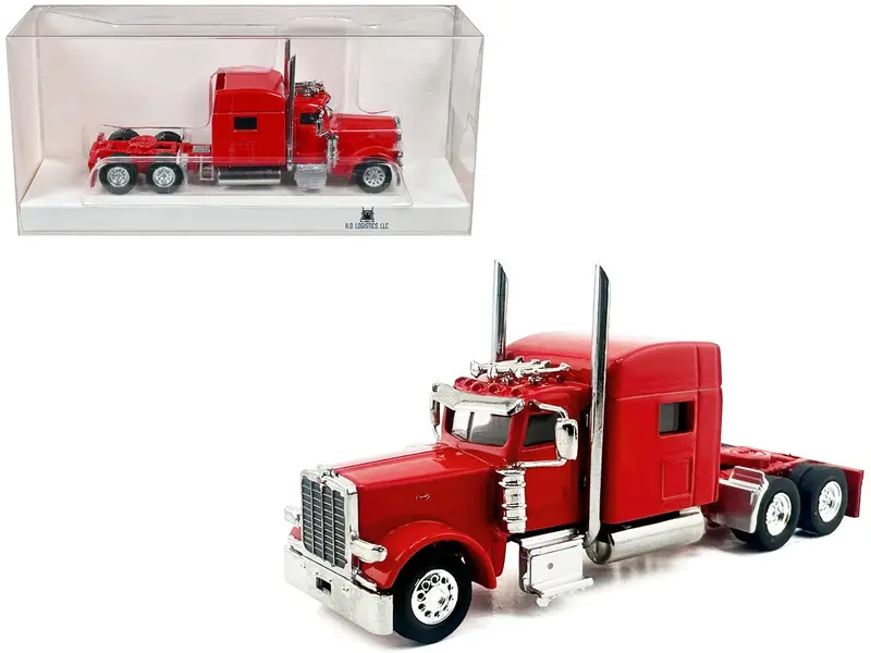 Peterbilt 389 Truck Tractor with Sleeper Cab Red 1/87 (HO) Scale Plastic Model Car by HO Logistics