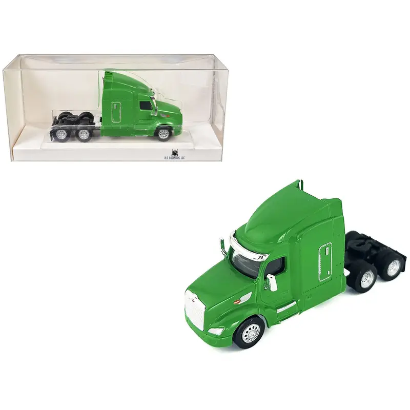 Peterbilt 579 Sleeper Cab Lime Green 1/87 (HO) Plastic Model Car by HO Logistics