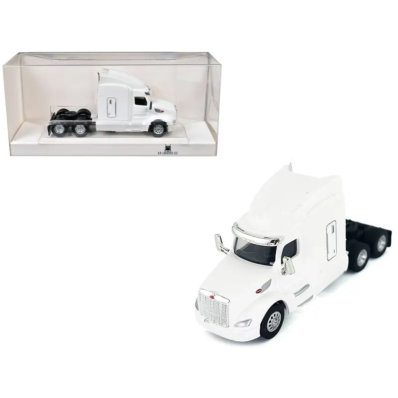 Peterbilt 579 Sleeper Cab White 1/87 (HO) Plastic Model Car by HO Logistics