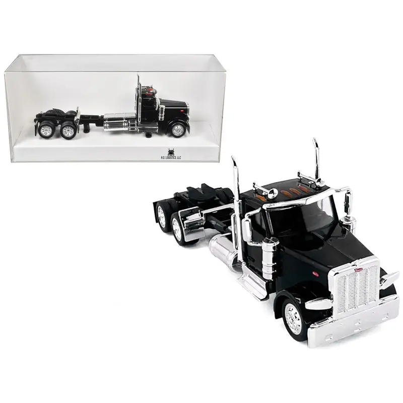 Peterbilt 589 2-Axel Day Cab Black 1/87 (HO) Plastic Model Car by HO Logistics