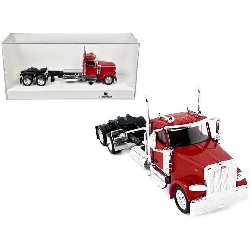 Peterbilt 589 2-Axel Day Cab Red 1/87 (HO) Plastic Model Car by HO Logistics