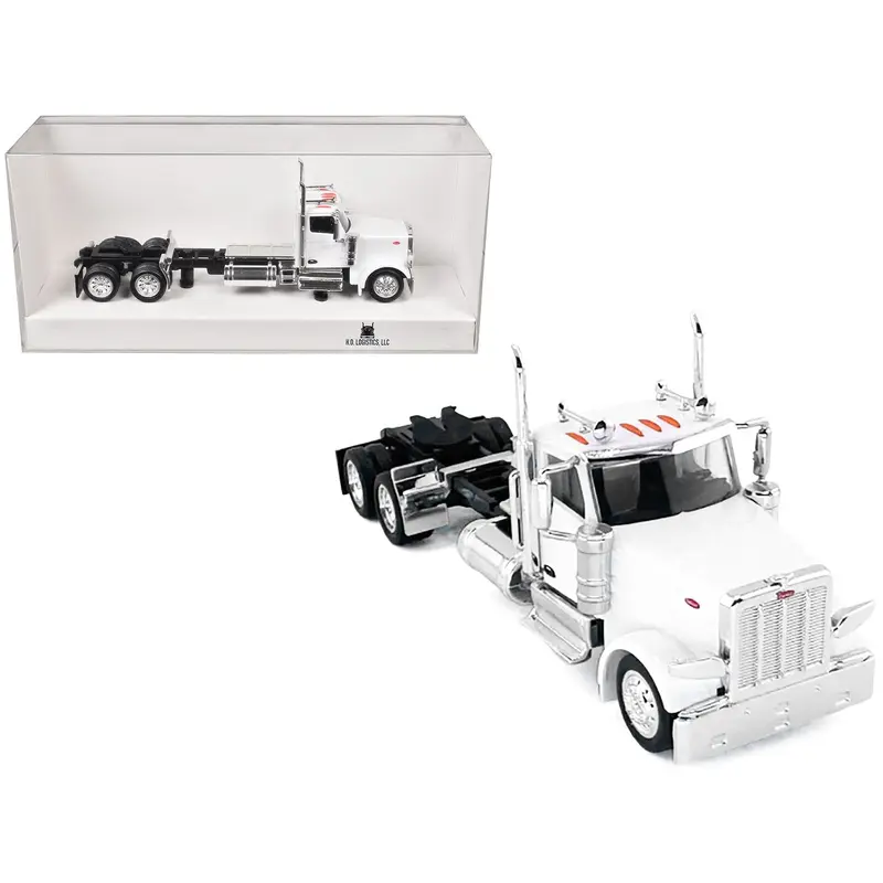 Peterbilt 589 2-Axel Day Cab White 1/87 (HO) Plastic Model Car by HO Logistics