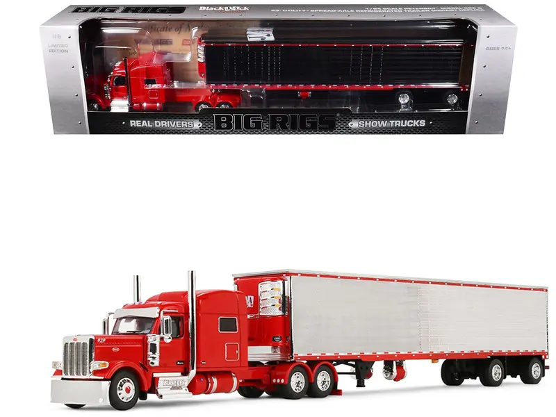 Peterbilt 589 with 78" Mid-Roof Sleeper and 53' Utility Trailer with Reefer "Blackjack Express LLC" Red "Big Rigs" Series II #6 1/64 Diecast Model by DCP/First Gear