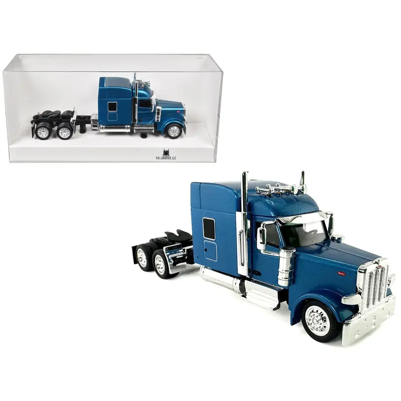 Peterbilt 589 with Stand Up Sleeper Cab Blue Metallic 1/87 (HO) Plastic Model Car by HO Logistics