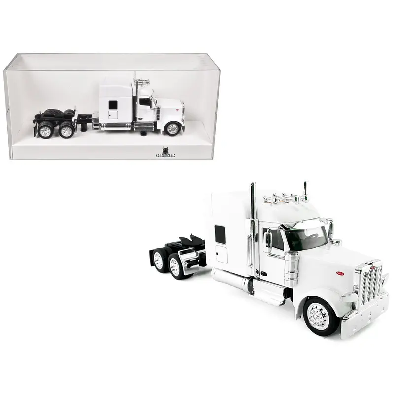 Peterbilt 589 with Stand Up Sleeper Cab White 1/87 (HO) Plastic Model Car by HO Logistics