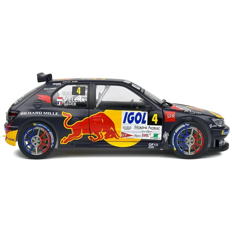 Peugeot 306 Maxi #4 Sebastien Loeb - Daniel Elena "Red Bull" "Rally Mont-Blanc" (2021) "Competition" Series 1/18 Diecast Model Car by Solido