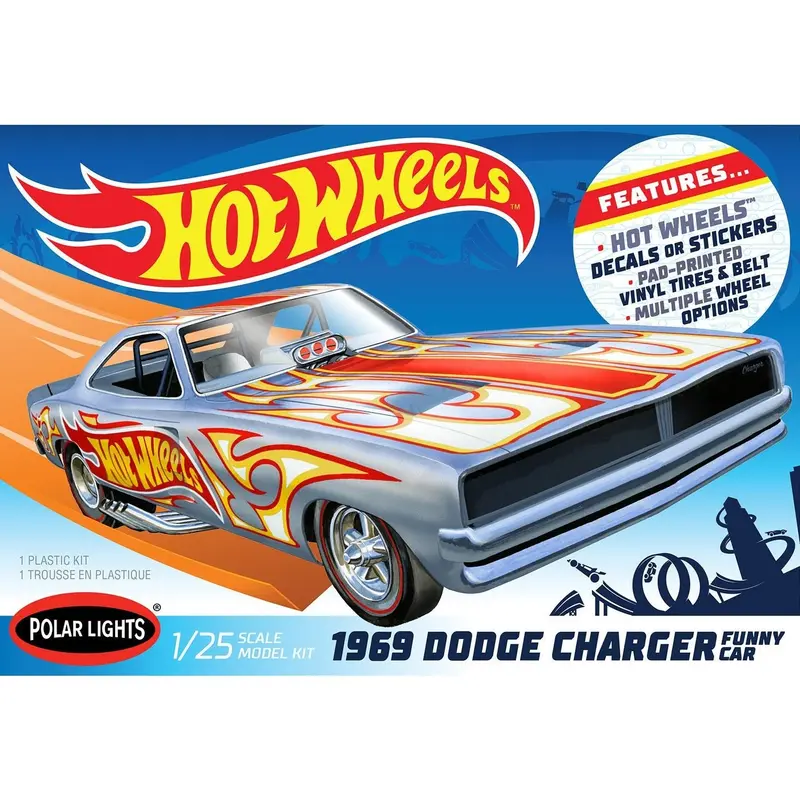 Polar Lights 1969 Dodge Charger Funny Car Hot Wheels 1/25 Scale Model Kit