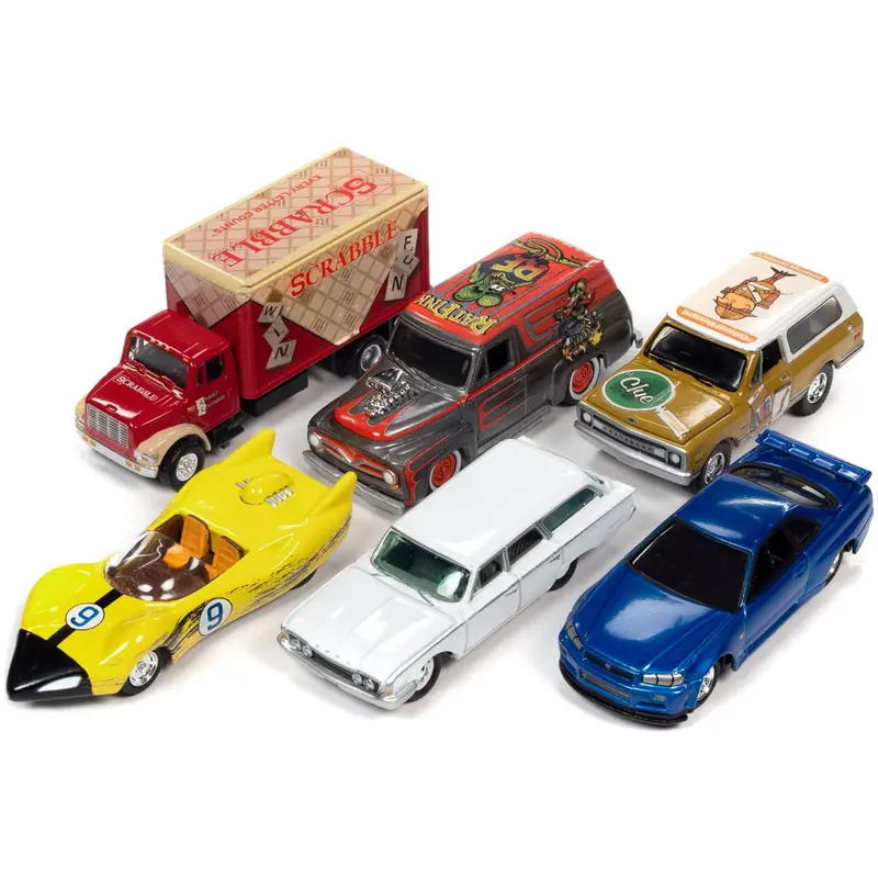 Pop Culture 2022 Set of 6 Cars Release 2 1/64 Diecast Model Cars by Johnny Lightning