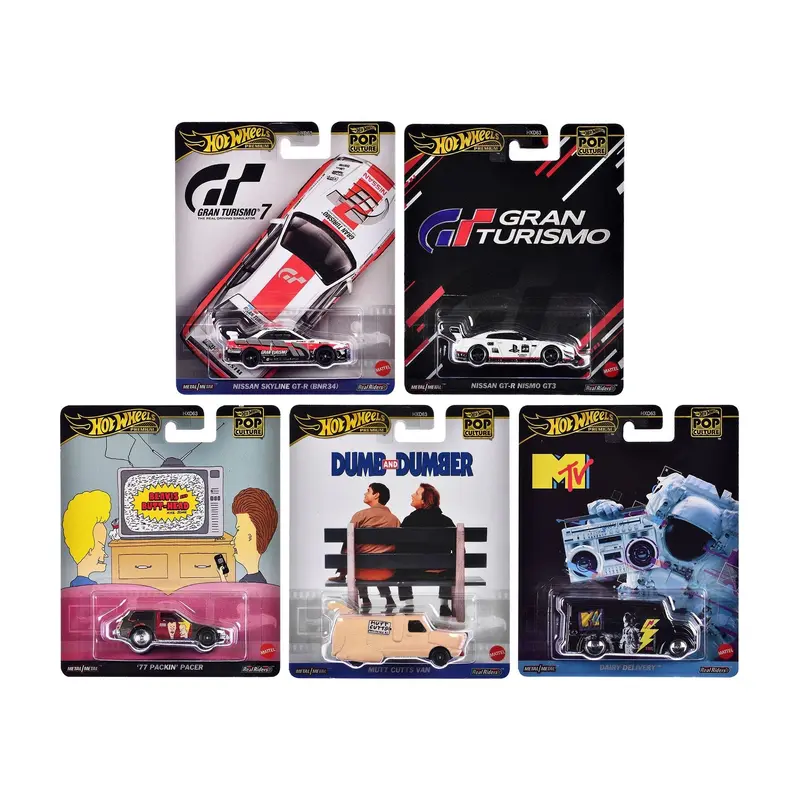 "Pop Culture 2024" 5 piece Set C "Premium Series" Diecast Model Cars by Hot Wheels