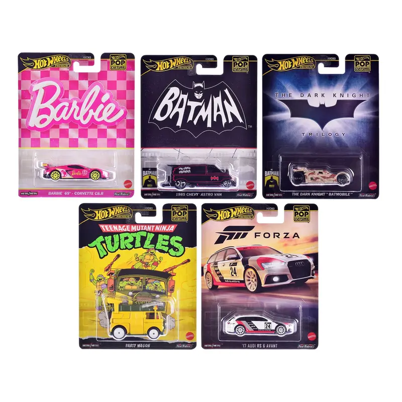 "Pop Culture 2024" 5 piece Set E "Premium Series" Diecast Model Cars by Hot Wheels