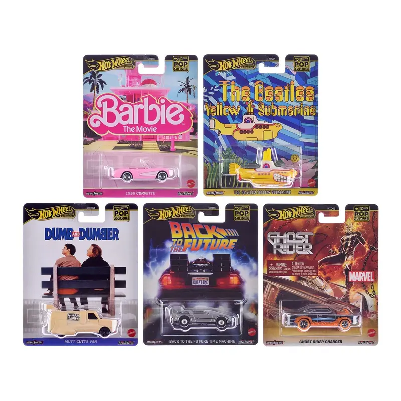 "Pop Culture 2025" 5 piece Set H "Premium Series" Diecast Model Cars by Hot Wheels