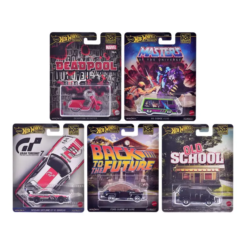 "Pop Culture 2025" 5 piece Set J "Premium Series" Diecast Model Cars by Hot Wheels
