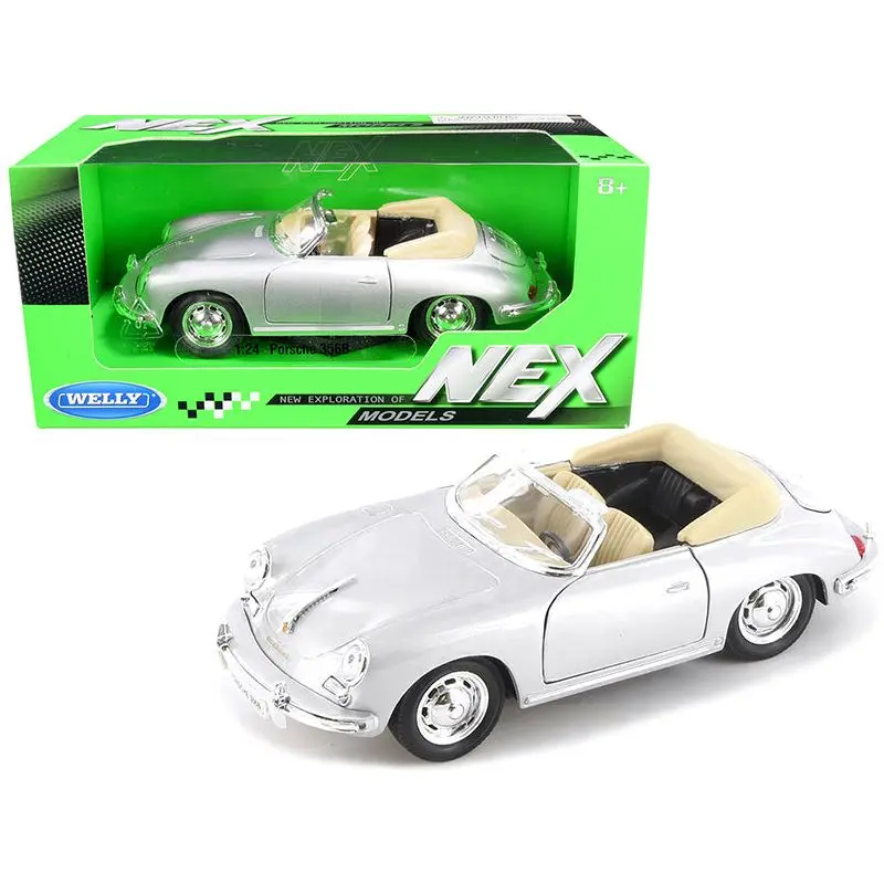 Porsche 356B Roadster Silver "NEX Models" 1/24 Diecast Model Car by Welly
