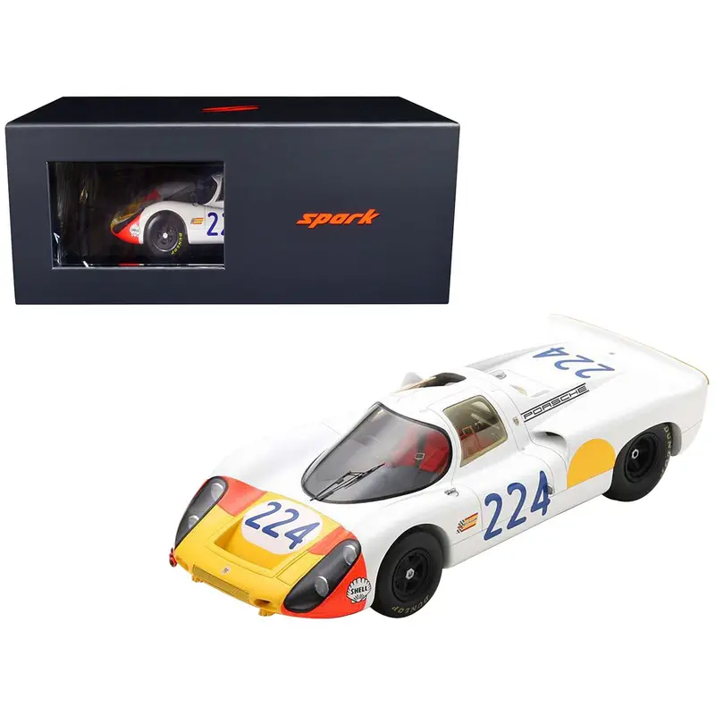 Porsche 907 #224 Vic Elford - Umberto Maglioli Winner "Targa Florio" (1968) with Acrylic Display Case 1/18 Model Car by Spark