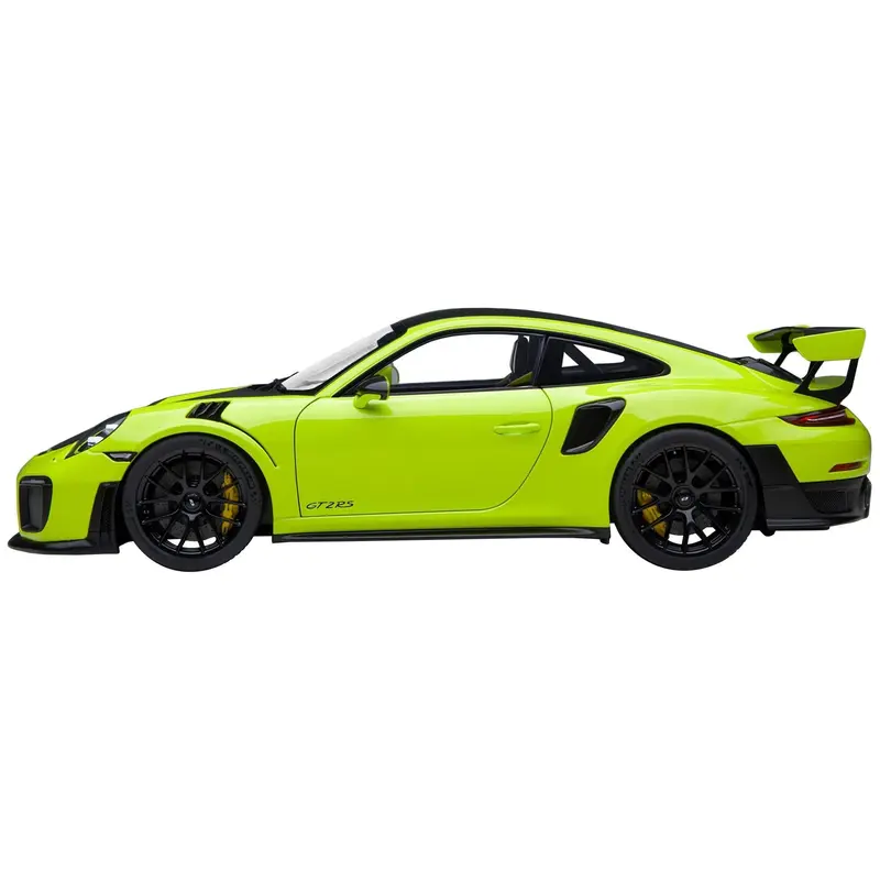 Porsche 911 (991.2) GT2 RS Weissach Package Acid Green with Carbon Stripes 1/18 Model Car by Autoart