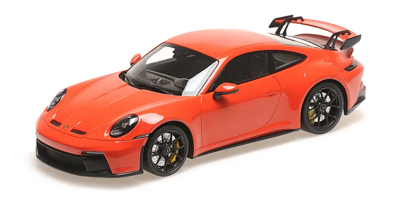 PORSCHE 911 (992) GT3 ORANGE WITH BLACK WHEELS 2021 - 1/18 - Minichamps