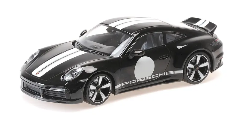 PORSCHE 911 (992) SPORT CLASSIC BLACK WITH STRIPE 2022 - 1/18 - Minichamps