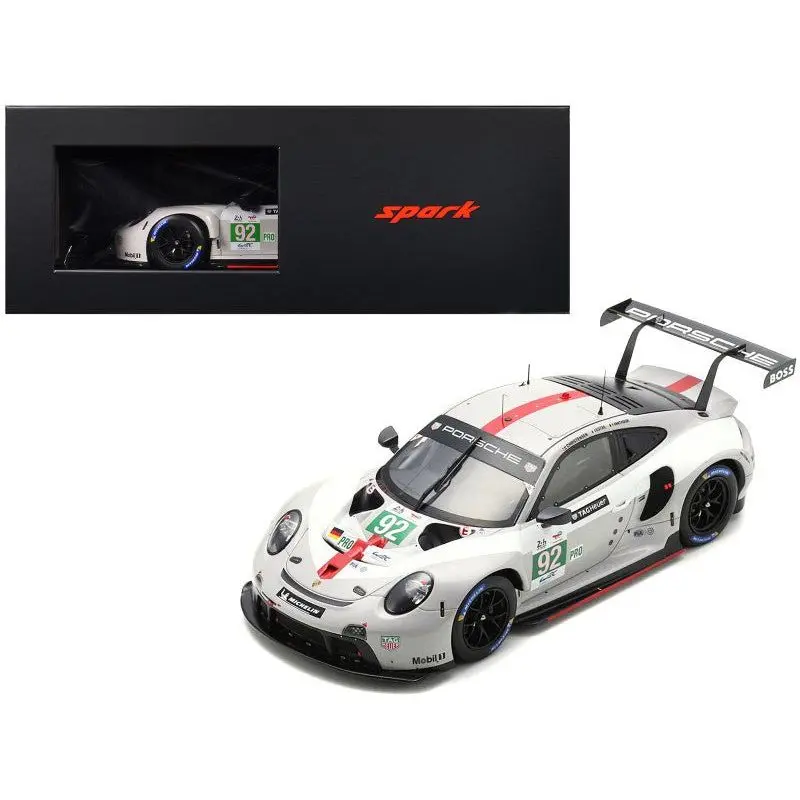 Porsche 911 RSR-19 #92 Michael Christensen - Kevin Estre - Laurens Vanthoor "Porsche GT Team" GTE Pro "24 Hours of Le Mans" (2022) with Acrylic Display Case 1/18 Model Car by Spark