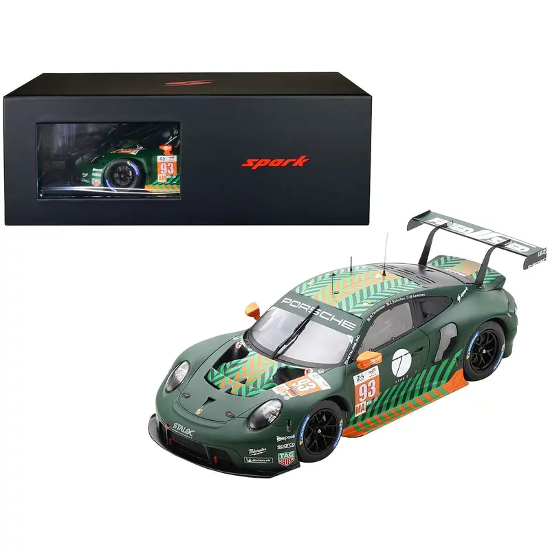Porsche 911 RSR-19 #93 Michael Fassbender - Matt Campbell - Zacharie Robichon "Proton Competition" GTE Am "24 Hours of Le Mans" (2022) with Acrylic Display Case 1/18 Model Car by Spark
