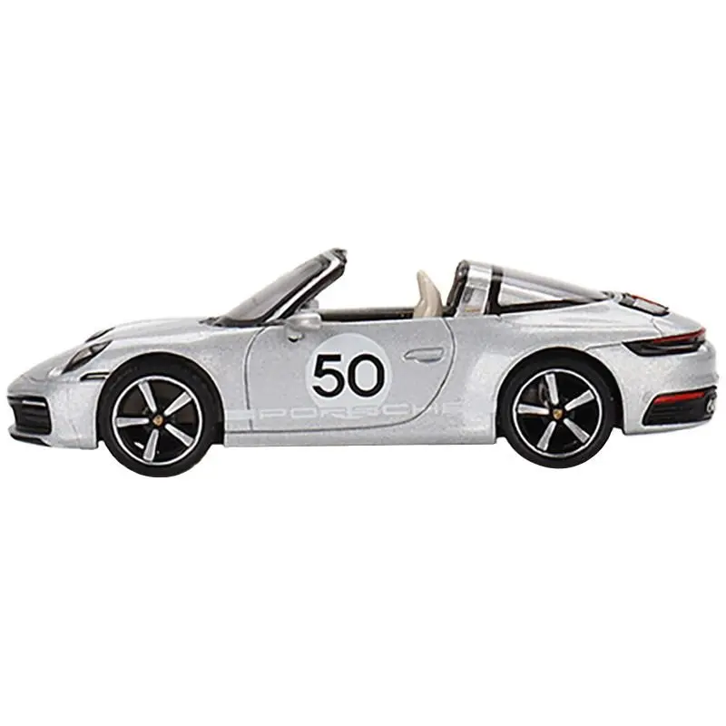 Porsche 911 Targa 4S #50 GT Silver Metallic "Heritage Design Edition" Limited Edition to 2400 pieces Worldwide 1/64 Diecast Model Car by True Scale Miniatures