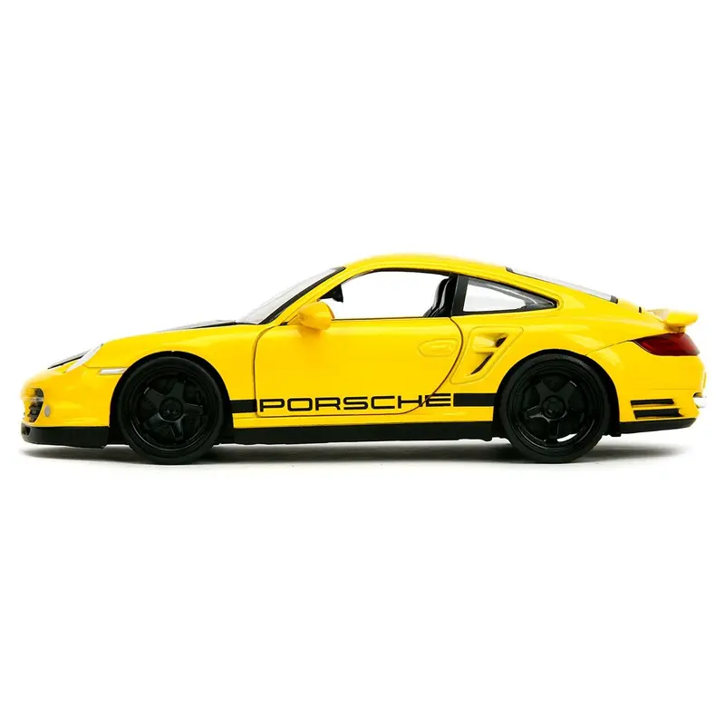 Porsche 911 Turbo (997) Yellow with Carbon Hood "Hyper-Spec" Series 1/24 Diecast Model Car by Jada