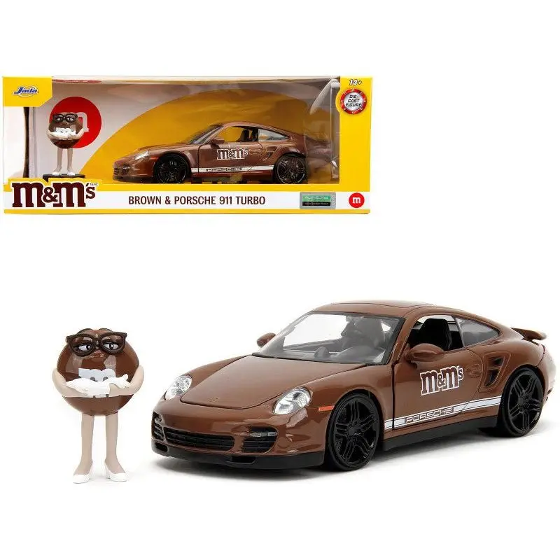 Porsche 911 Turbo Brown and Brown M&M Diecast Figure "M&M's" "Hollywood Rides" Series 1/24 Diecast Model Car by Jada