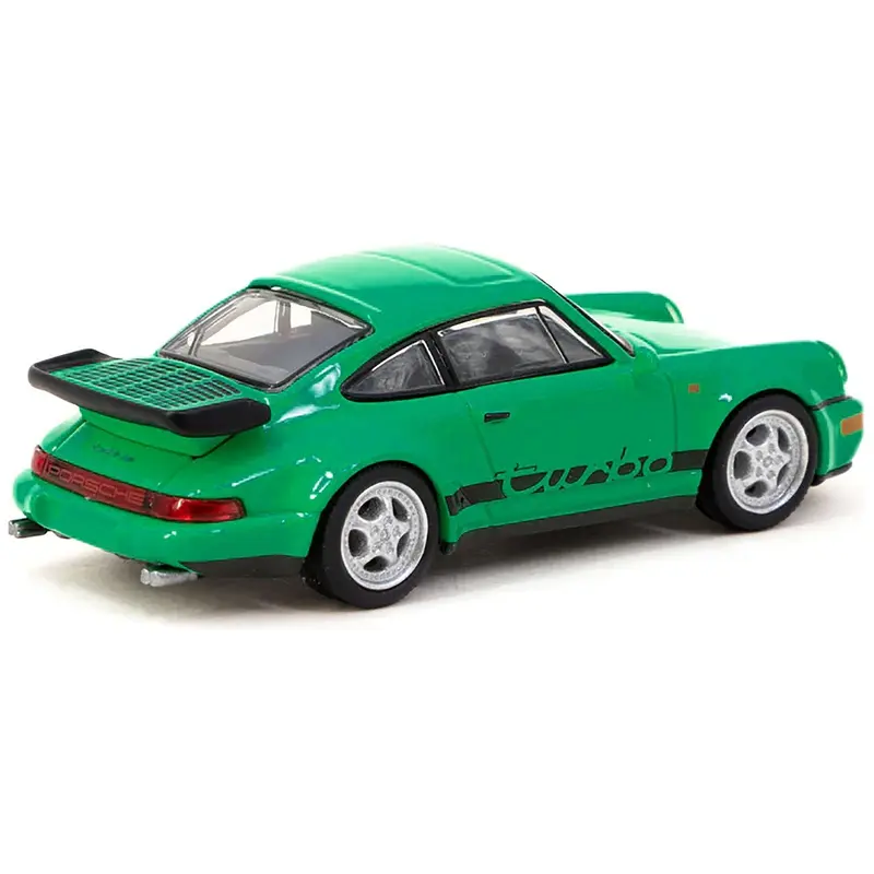 Porsche 911 Turbo Green with Black Stripes "Collab64" Series 1/64 Diecast Model Car by Schuco & Tarmac Works