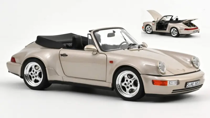 PORSCHE 911 TURBO LOOK CABRIOLET 1992 SILVER METALLIC 1