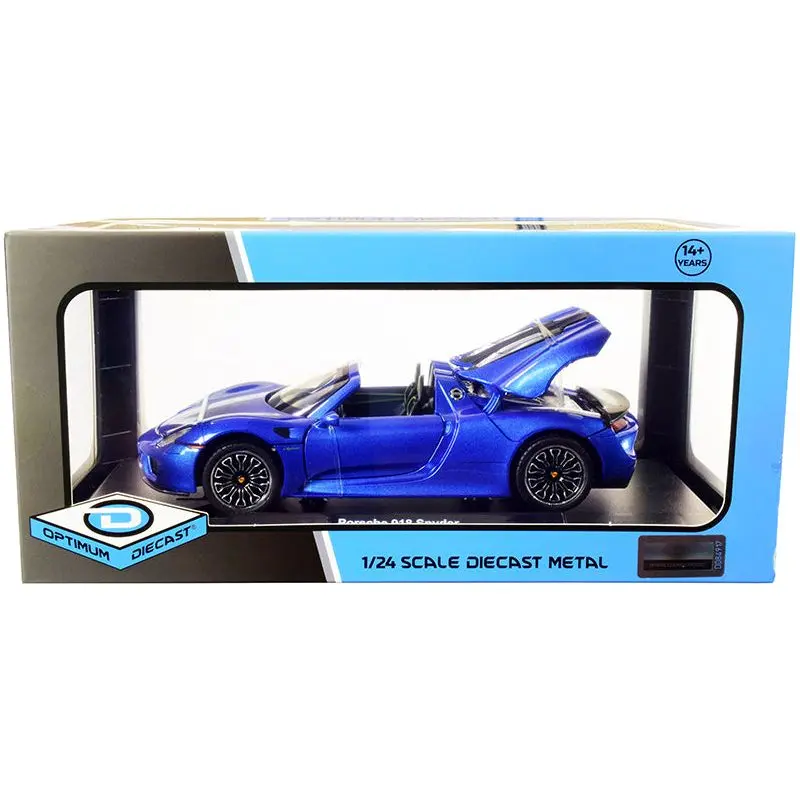 Porsche 918 Spyder Convertible Blue Metallic 1/24 Diecast Model Car by Optimum Diecast