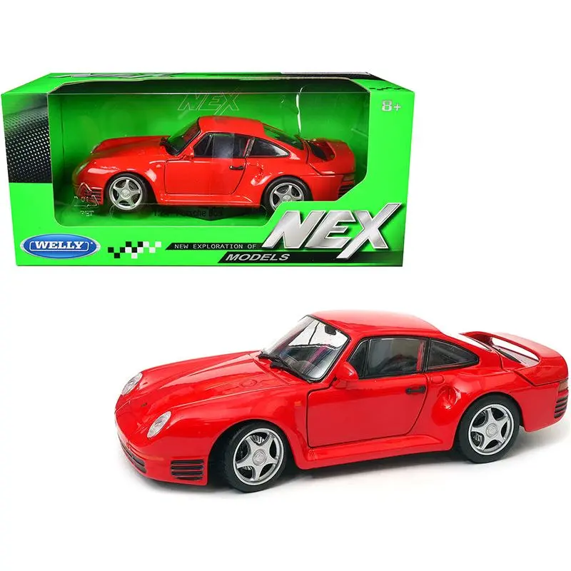 Porsche 959 Red with Silver Wheels "NEX Models" 1/24 Diecast Model Car by Welly