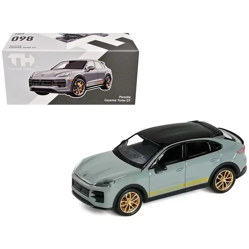 Porsche Cayenne Turbo GT Gray with Black Top and Gold Stripes 1/64 Diecast Model Car by Trends Hobby