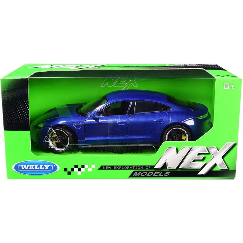 Porsche Taycan Turbo S Blue Metallic "NEX Models" 1/24 Diecast Model Car by Welly