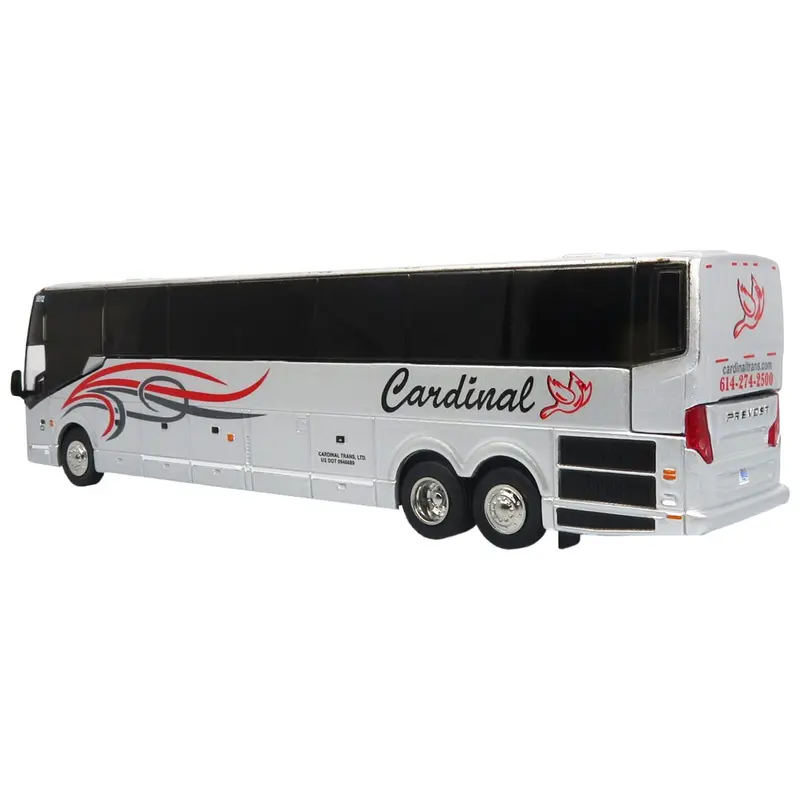 Prevost H3-45 Coach Bus "Cardinal Transportation" Silver Metallic with Graphics Limited Edition 1/87 (HO) Diecast Model by Iconic Replicas