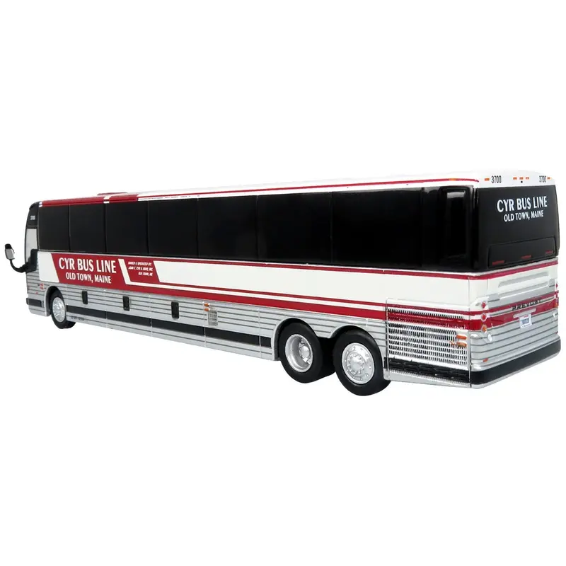 Prevost X3-45 Coach Bus "CYR Bus Line Old Town Maine" Red and White Limited Edition 1/87 (HO) Diecast Model by Iconic Replicas