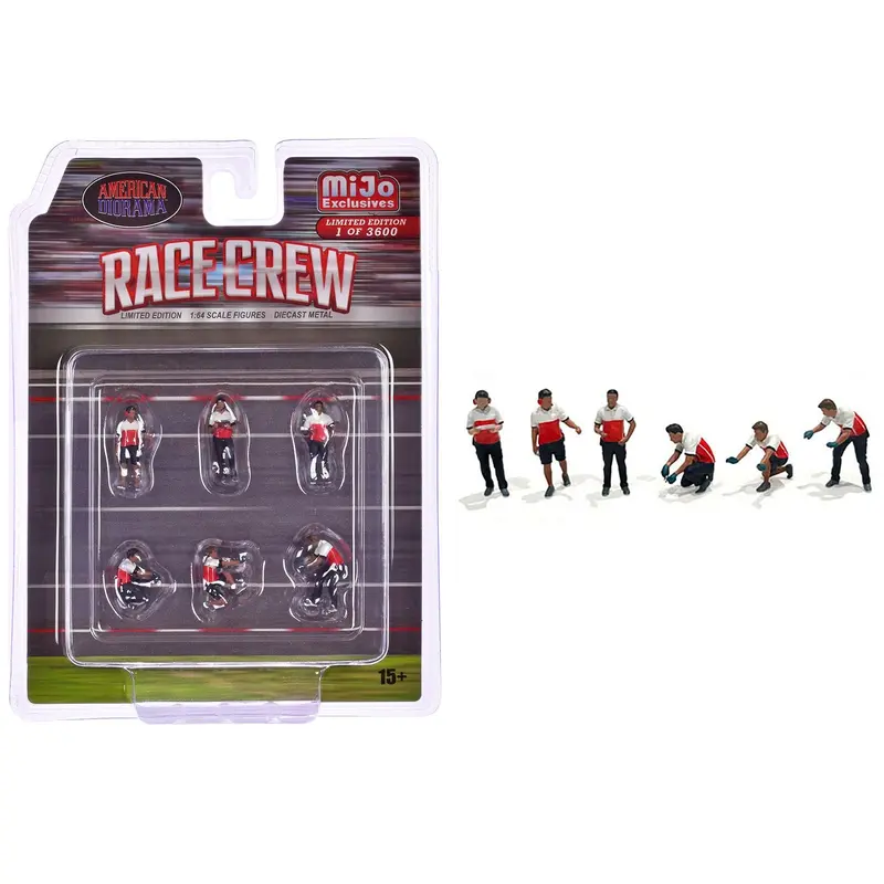 "Race Crew" 6 piece Diecast Figure Set (6 Figures) Limited Edition to 3600 pieces Worldwide for 1/64 Scale Models by American Diorama