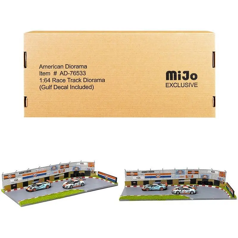 "Race Track Gulf Oil" Diorama with Decals for 1/64 Scale Models by American Diorama
