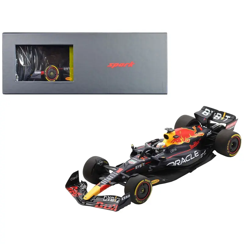 Red Bull Racing RB18 #1 Max Verstappen "Oracle" Winner Formula One F1 Belgian GP (2022) with Acrylic Display Case 1/18 Model Car by Spark