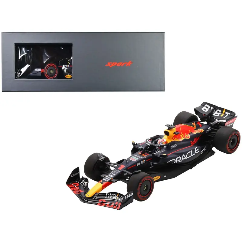 Red Bull Racing RB18 #1 Max Verstappen "Oracle" Winner Formula One F1 Dutch GP (2022) with Acrylic Display Case 1/18 Model Car by Spark