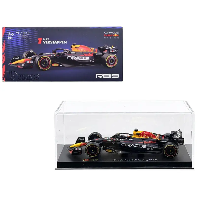 Red Bull Racing RB19 #1 Max Verstappen "Oracle" Formula One F1 World Championship (2023) with Driver Figure and Display Case "Race" Series 1/43 Diecast Model Car by Bburago