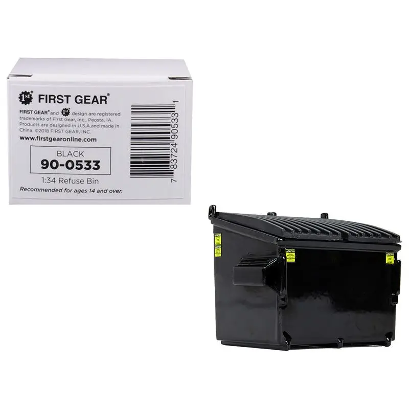 Refuse Trash Bin Black 1/34 Diecast Model by First Gear