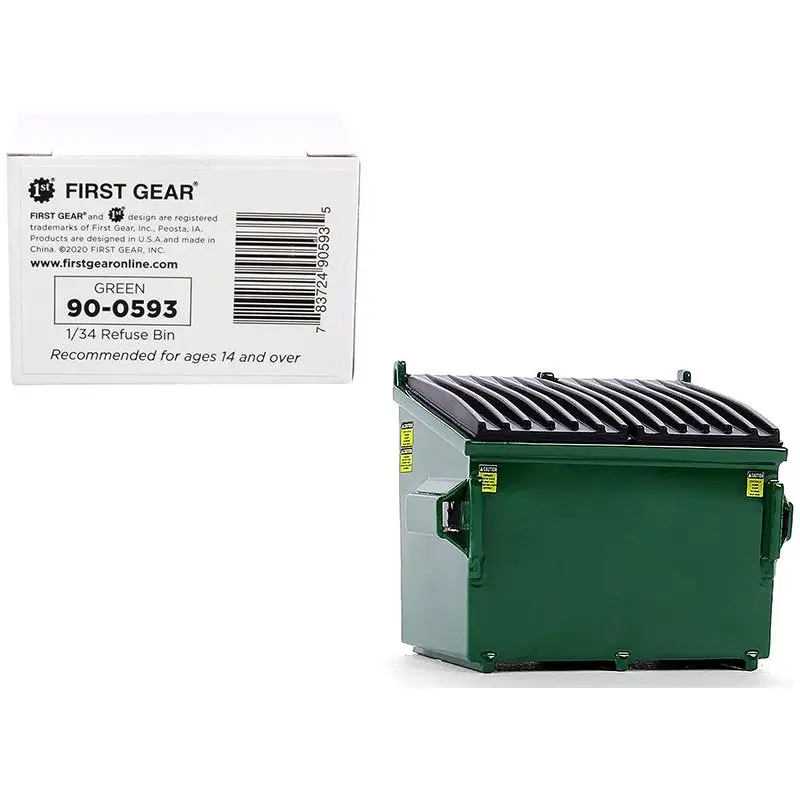 Refuse Trash Bin Green 1/34 Diecast Model by First Gear