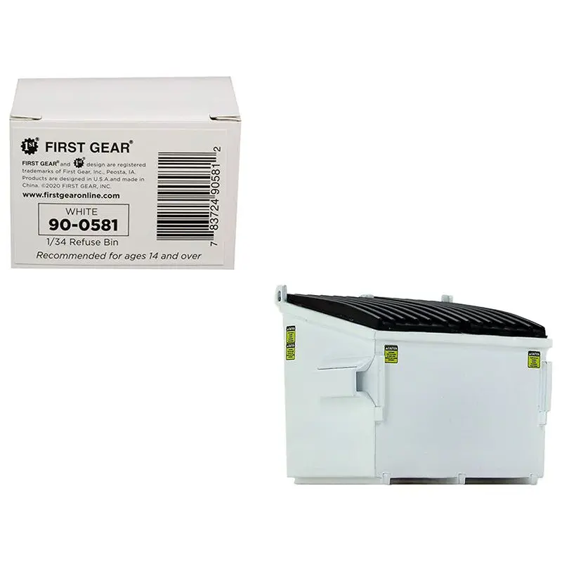Refuse Trash Bin White 1/34 Diecast Model by First Gear